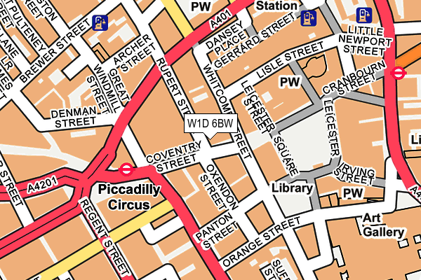 W1D 6BW map - OS OpenMap – Local (Ordnance Survey)