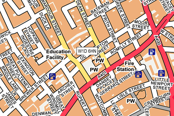 W1D 6HN map - OS OpenMap – Local (Ordnance Survey)