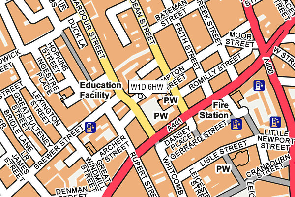 W1D 6HW map - OS OpenMap – Local (Ordnance Survey)