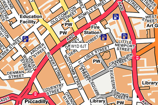 W1D 6JT map - OS OpenMap – Local (Ordnance Survey)