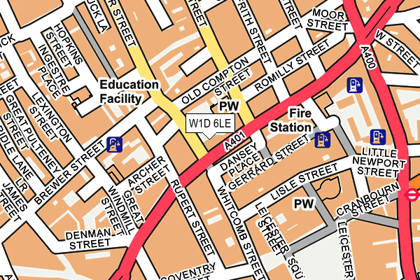 W1D 6LE map - OS OpenMap – Local (Ordnance Survey)