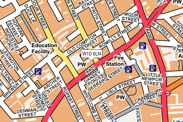 W1D 6LN map - OS OpenMap – Local (Ordnance Survey)