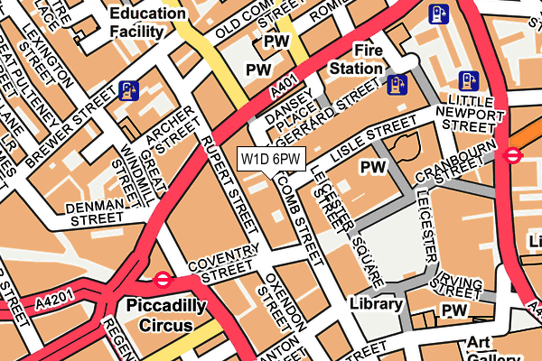 W1D 6PW map - OS OpenMap – Local (Ordnance Survey)