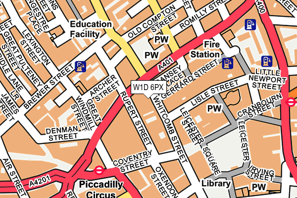 W1D 6PX map - OS OpenMap – Local (Ordnance Survey)