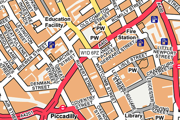 W1D 6PZ map - OS OpenMap – Local (Ordnance Survey)