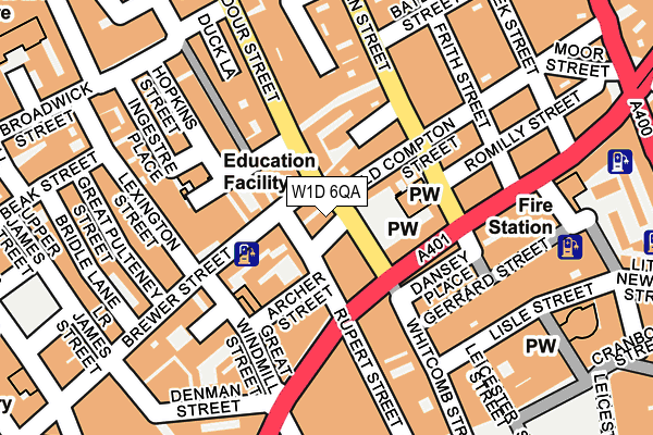 W1D 6QA map - OS OpenMap – Local (Ordnance Survey)