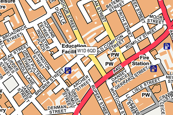 W1D 6QD map - OS OpenMap – Local (Ordnance Survey)