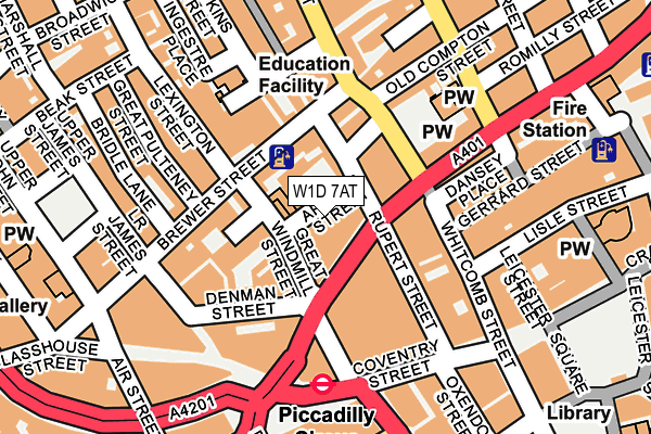 W1D 7AT map - OS OpenMap – Local (Ordnance Survey)