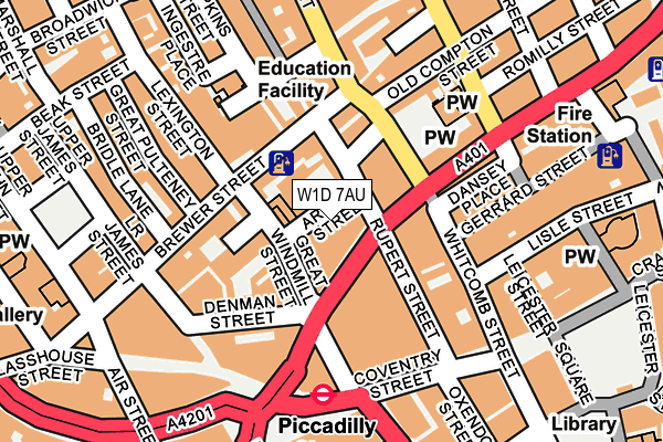 W1D 7AU map - OS OpenMap – Local (Ordnance Survey)