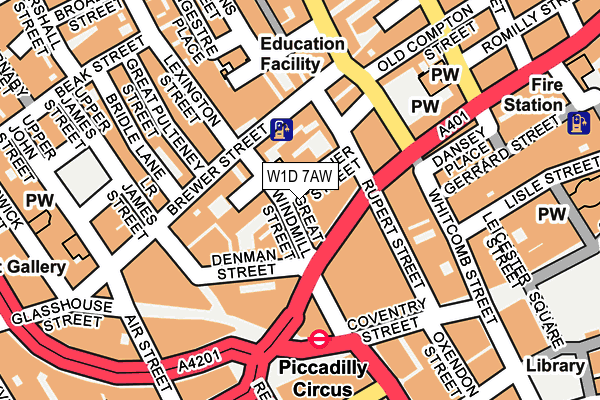 W1D 7AW map - OS OpenMap – Local (Ordnance Survey)