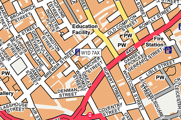 W1D 7AX map - OS OpenMap – Local (Ordnance Survey)