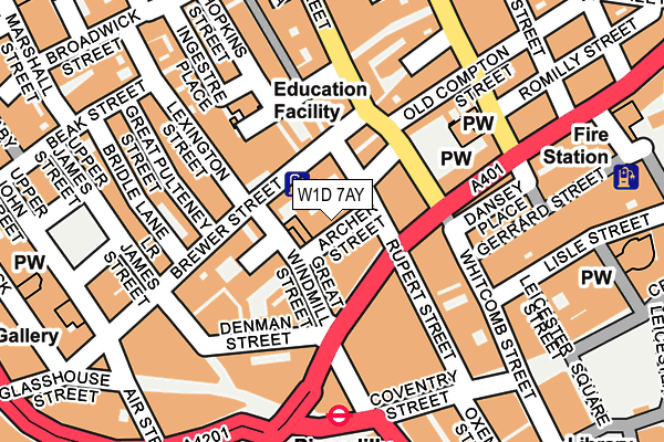 W1D 7AY map - OS OpenMap – Local (Ordnance Survey)