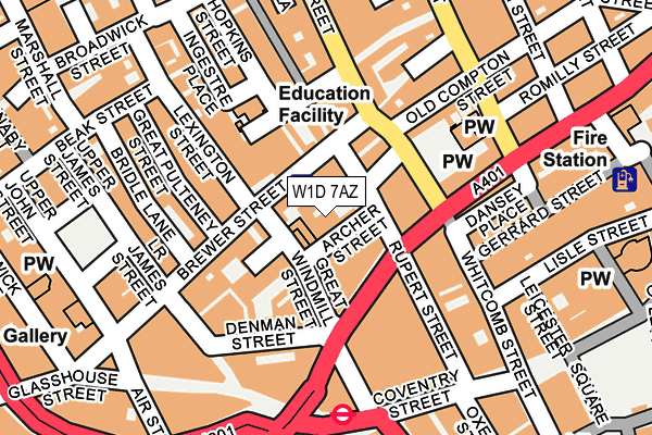 W1D 7AZ map - OS OpenMap – Local (Ordnance Survey)