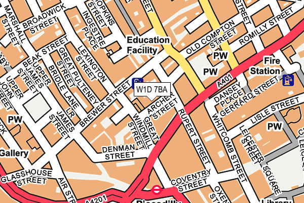 W1D 7BA map - OS OpenMap – Local (Ordnance Survey)