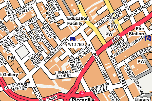 W1D 7BD map - OS OpenMap – Local (Ordnance Survey)