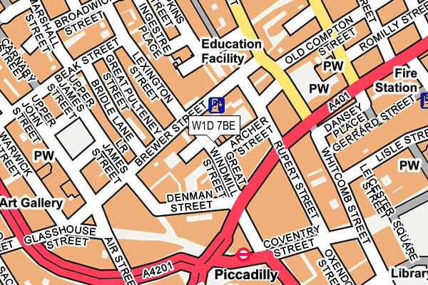 W1D 7BE map - OS OpenMap – Local (Ordnance Survey)