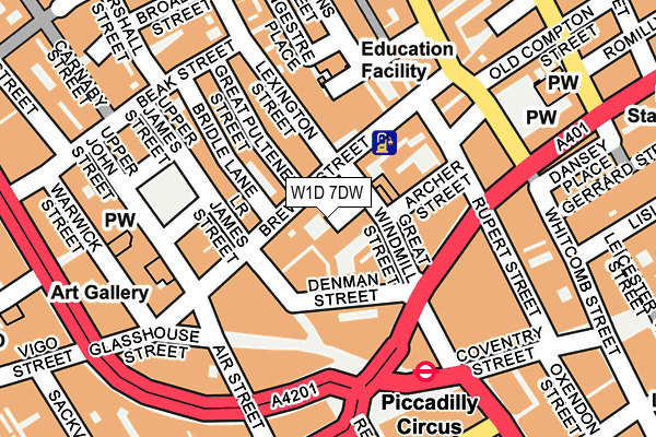 W1D 7DW map - OS OpenMap – Local (Ordnance Survey)