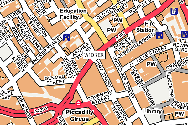 W1D 7ER map - OS OpenMap – Local (Ordnance Survey)