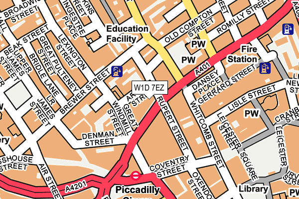 W1D 7EZ map - OS OpenMap – Local (Ordnance Survey)