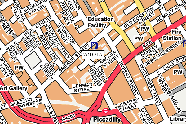 W1D 7LA map - OS OpenMap – Local (Ordnance Survey)