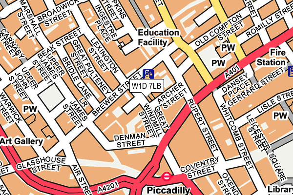 W1D 7LB map - OS OpenMap – Local (Ordnance Survey)