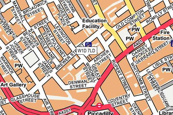 W1D 7LD map - OS OpenMap – Local (Ordnance Survey)