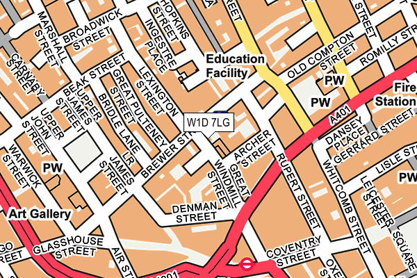 W1D 7LG map - OS OpenMap – Local (Ordnance Survey)