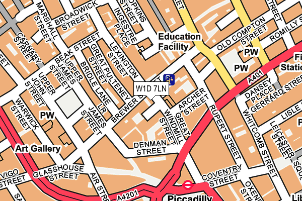 W1D 7LN map - OS OpenMap – Local (Ordnance Survey)