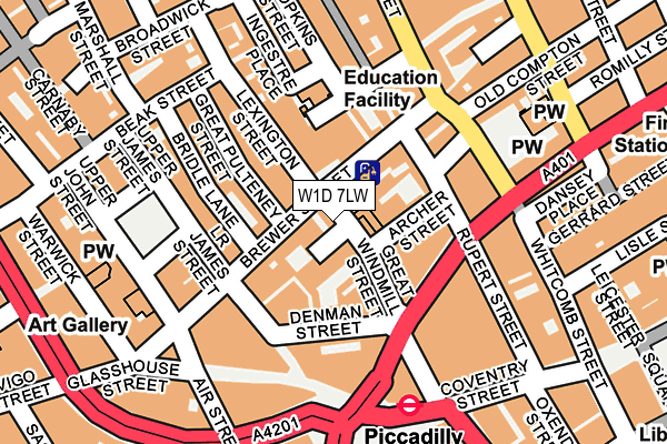 W1D 7LW map - OS OpenMap – Local (Ordnance Survey)