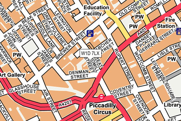 W1D 7LX map - OS OpenMap – Local (Ordnance Survey)