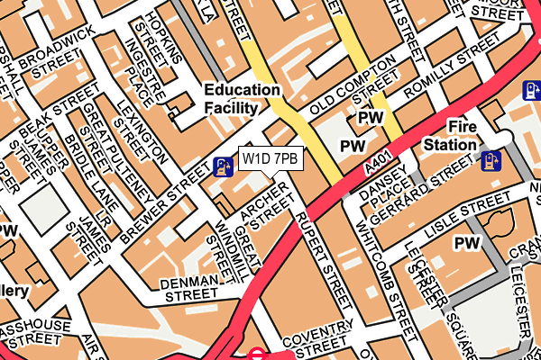 W1D 7PB map - OS OpenMap – Local (Ordnance Survey)