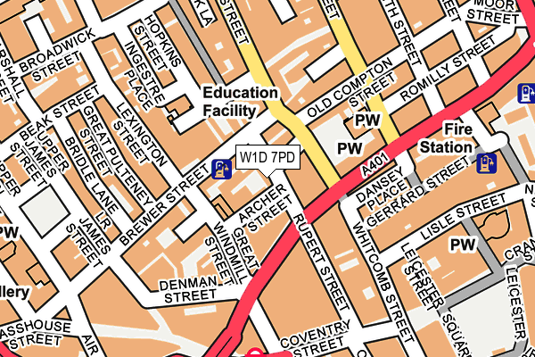 W1D 7PD map - OS OpenMap – Local (Ordnance Survey)