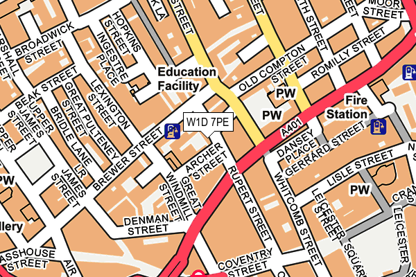 W1D 7PE map - OS OpenMap – Local (Ordnance Survey)