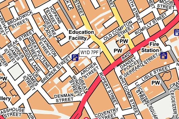 W1D 7PF map - OS OpenMap – Local (Ordnance Survey)