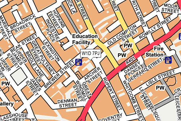 W1D 7PJ map - OS OpenMap – Local (Ordnance Survey)