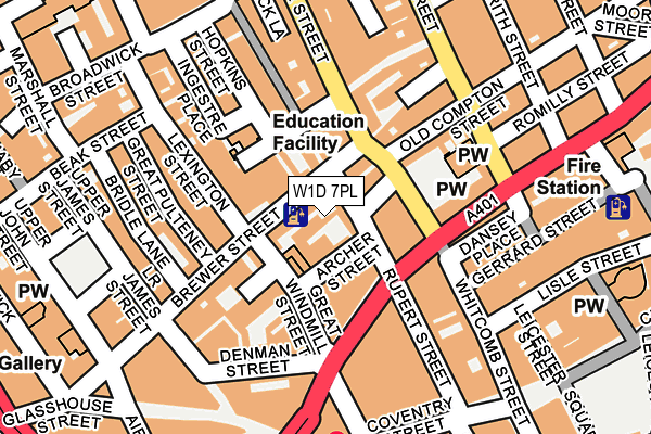 W1D 7PL map - OS OpenMap – Local (Ordnance Survey)