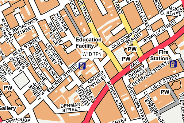 W1D 7PN map - OS OpenMap – Local (Ordnance Survey)