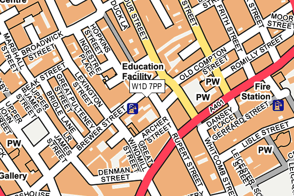 W1D 7PP map - OS OpenMap – Local (Ordnance Survey)