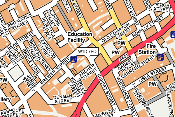 W1D 7PQ map - OS OpenMap – Local (Ordnance Survey)
