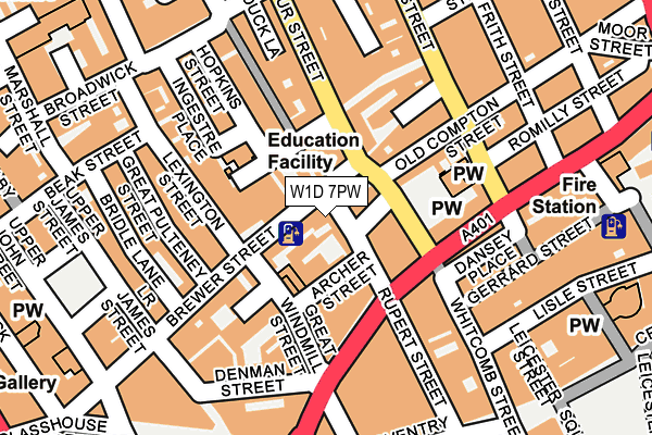W1D 7PW map - OS OpenMap – Local (Ordnance Survey)