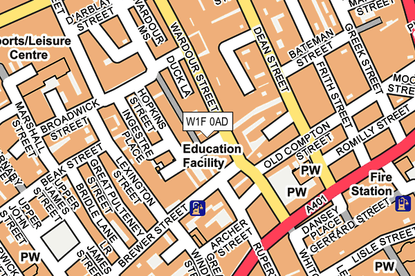 W1F 0AD map - OS OpenMap – Local (Ordnance Survey)