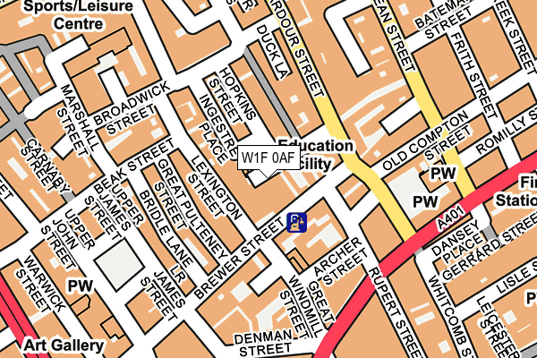 W1F 0AF map - OS OpenMap – Local (Ordnance Survey)