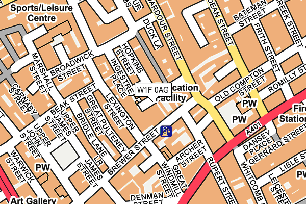 W1F 0AG map - OS OpenMap – Local (Ordnance Survey)