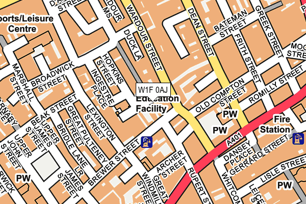 W1F 0AJ map - OS OpenMap – Local (Ordnance Survey)