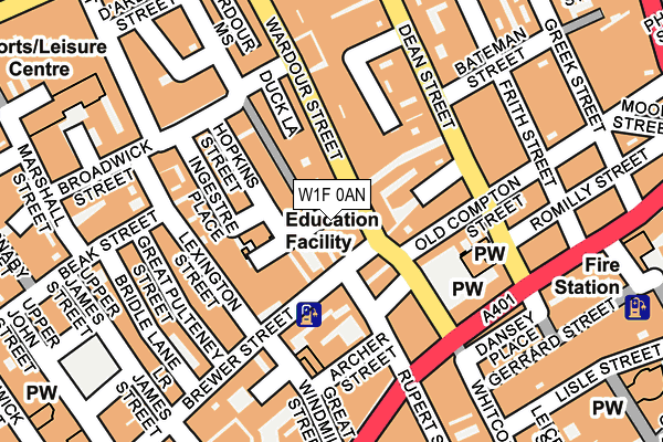 W1F 0AN map - OS OpenMap – Local (Ordnance Survey)