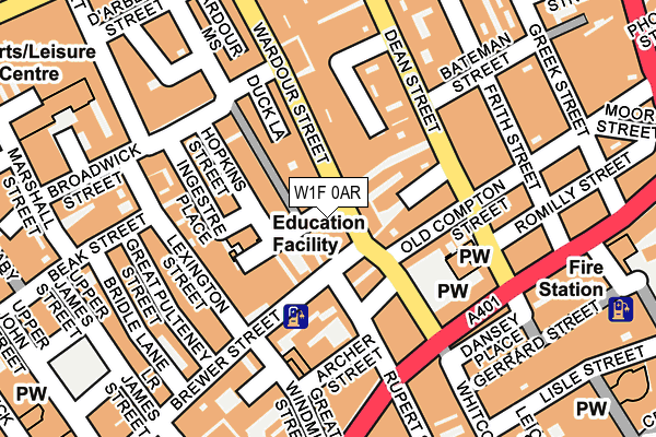 W1F 0AR map - OS OpenMap – Local (Ordnance Survey)