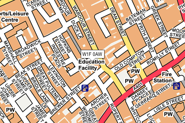 W1F 0AW map - OS OpenMap – Local (Ordnance Survey)