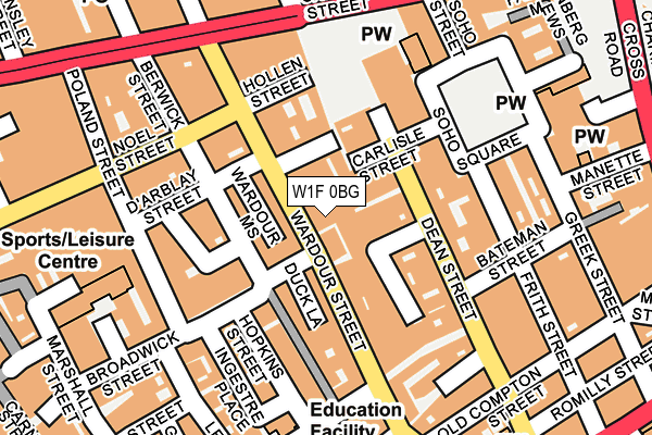 W1F 0BG map - OS OpenMap – Local (Ordnance Survey)