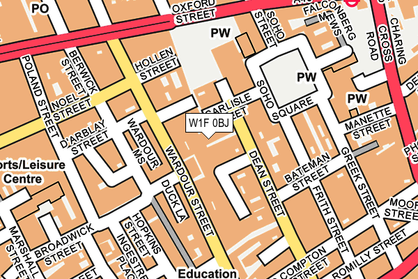 W1F 0BJ map - OS OpenMap – Local (Ordnance Survey)
