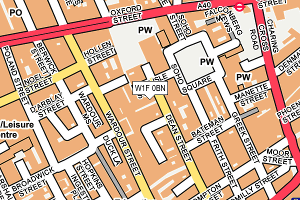 W1F 0BN map - OS OpenMap – Local (Ordnance Survey)